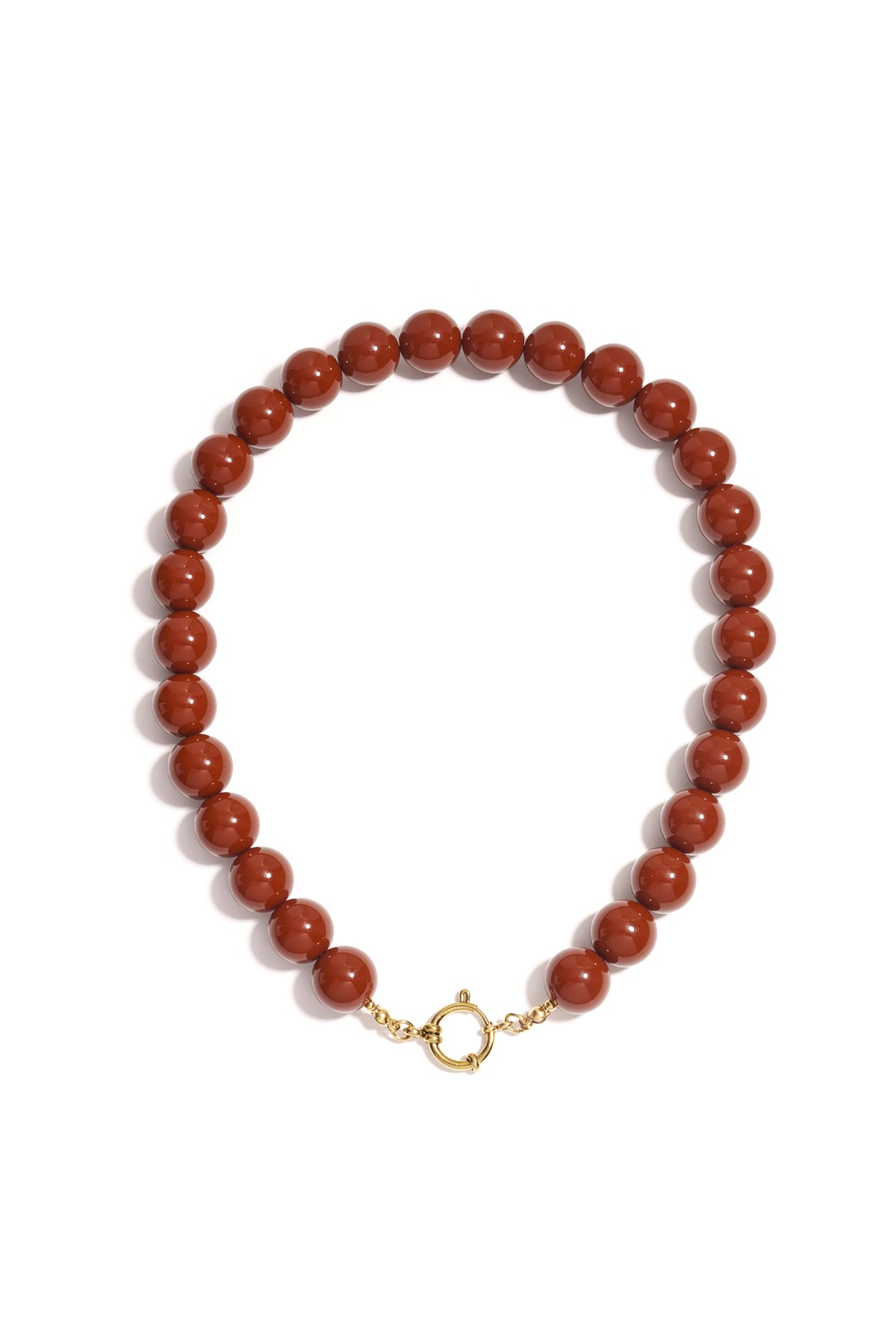 Halskette mit großen Perlen und Vorderverschluss-15mm