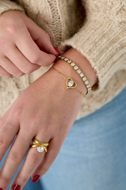 Rechteckige Edelstahl-Perlenarmbänder, schlichte Alltags-Serie, Damenschmuck
