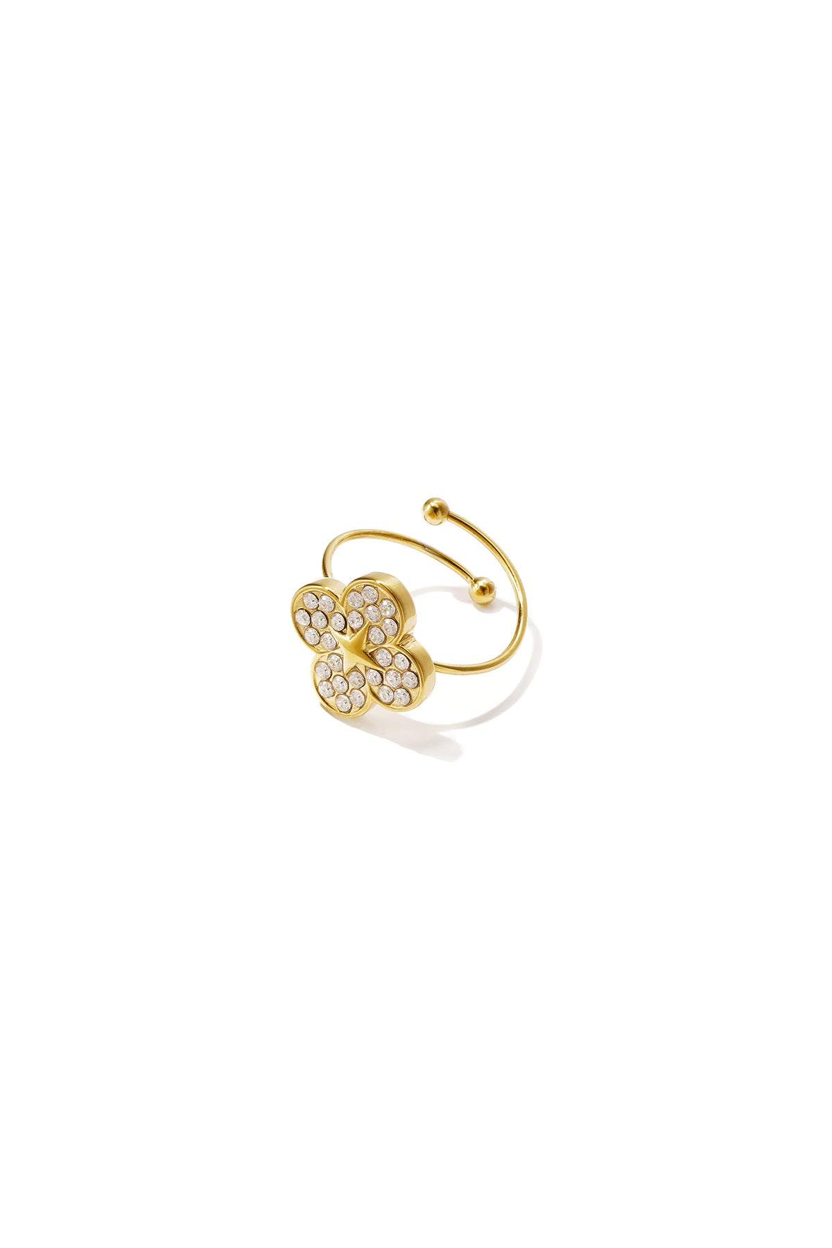 Minimalistische Ringe aus 14-karätig vergoldetem Edelstahl, Clover Simple Daily Simple Serie, Damenschmuck