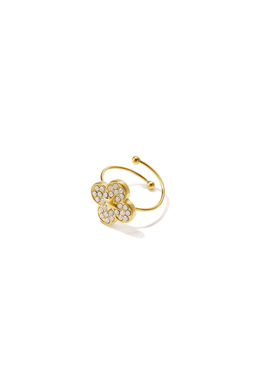 Minimalistische Ringe aus 14-karätig vergoldetem Edelstahl, Clover Simple Daily Simple Serie, Damenschmuck