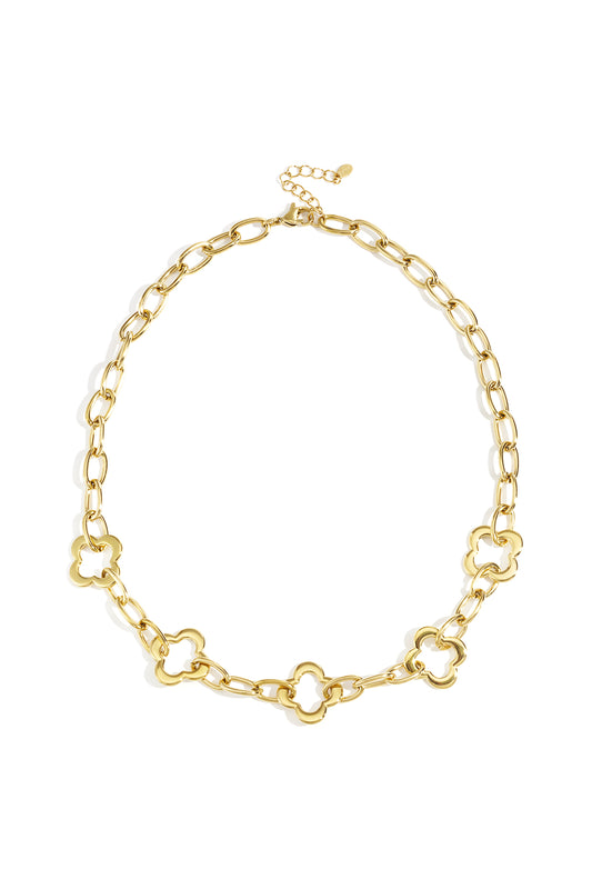 Edelstahl Kleeblatt Halskette mit elegantem Glücksbringer Anhänger für Damen