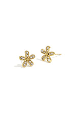 Edelstahl Ohrstecker mit schlichtem Blumenmuster in eleganter Frontansicht für Damen