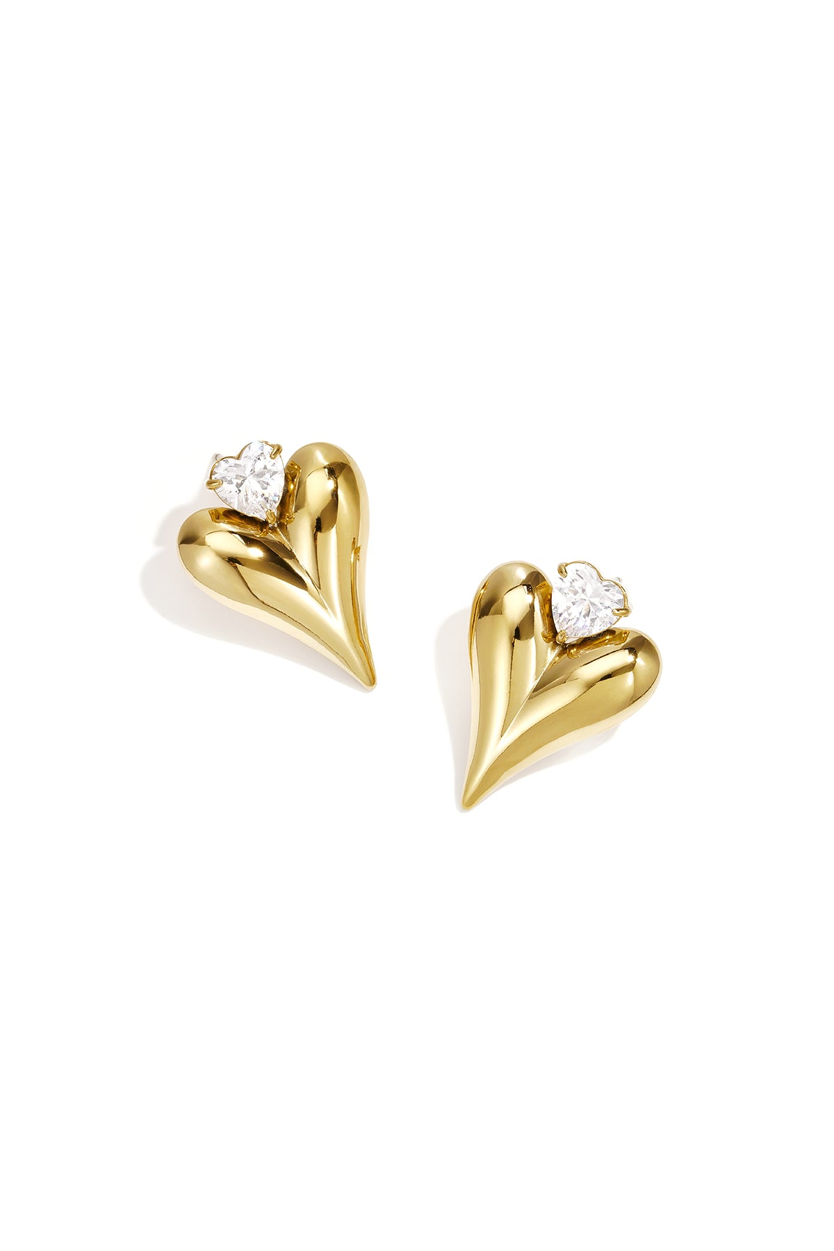Edelstahl-Ohrstecker, Herz, schlicht, Alltags-Serie, Damenschmuck