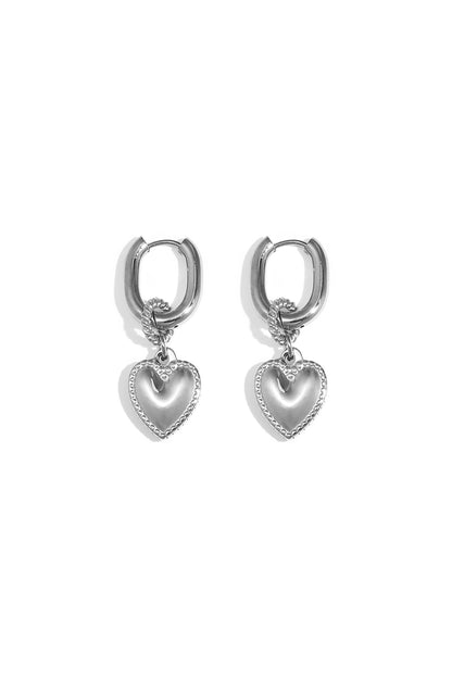 Herzförmige Ohrhänger aus Edelstahl, schlichte Serie, Damenschmuck