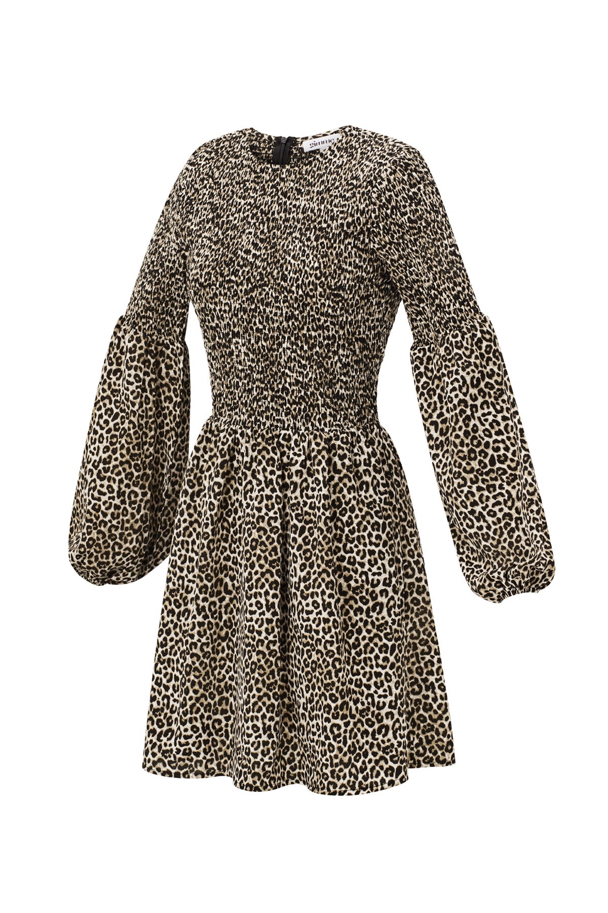 fashion-leopard-puffaermel-kleid
