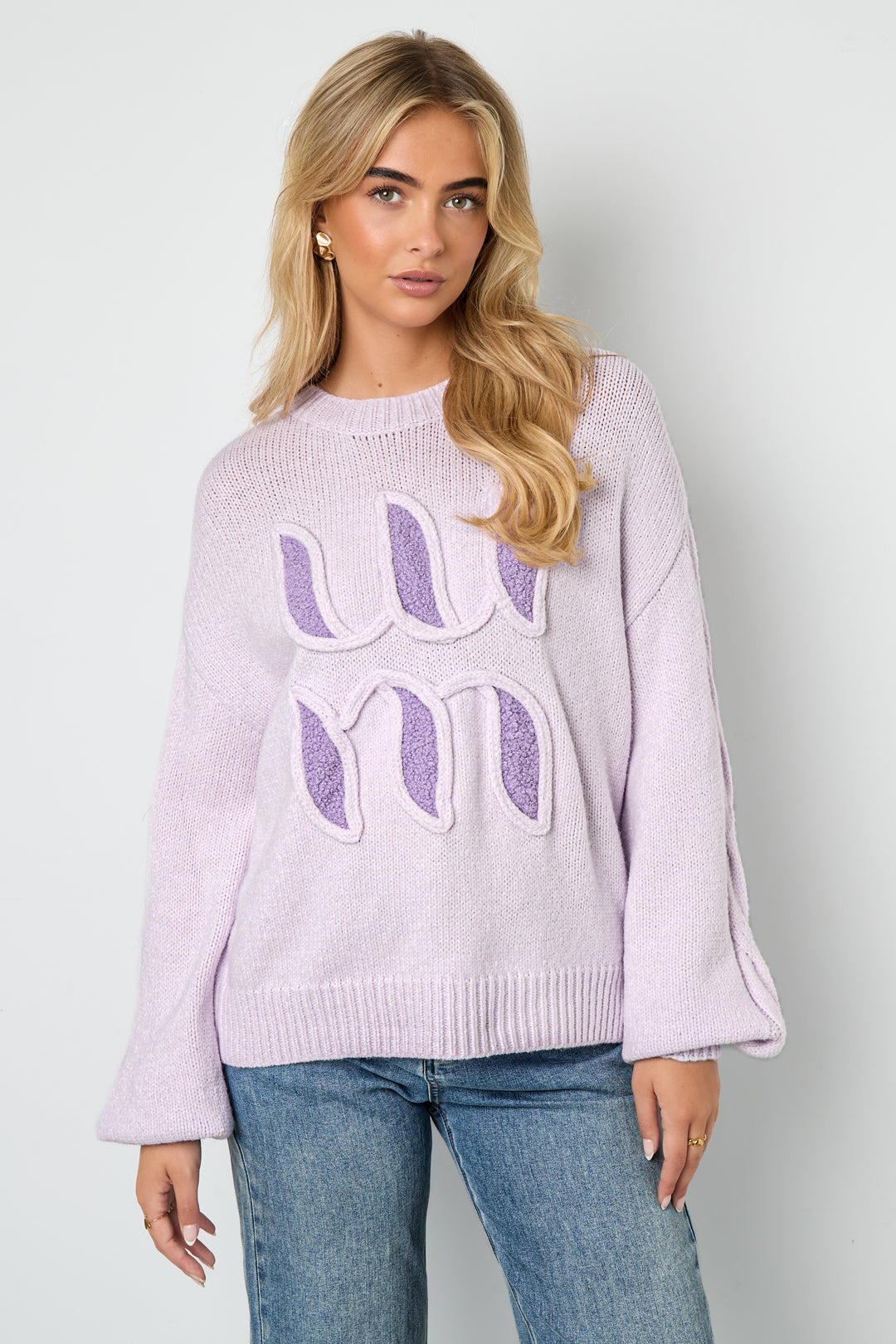 Gestrickte Polyesterfaser Damen Strickpullover Casual Letters