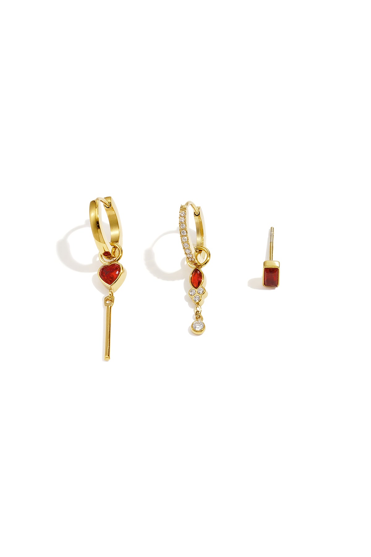 Edelstahl-Ohrring-Sets, Herz, Schlicht, Alltagsschmuck, Serie, Damenschmuck