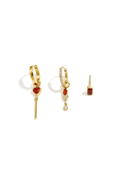 Edelstahl-Ohrring-Sets, Herz, Schlicht, Alltagsschmuck, Serie, Damenschmuck