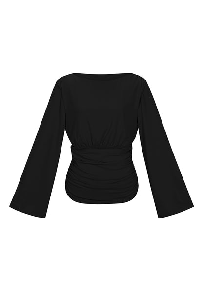 gewebte-polyesterfasern-damen-langarmshirt-frontansicht-elegantes-oberteil
