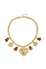 Gliederkette mit Perlenmünzen und auffälligem Herzanhänger für Damen