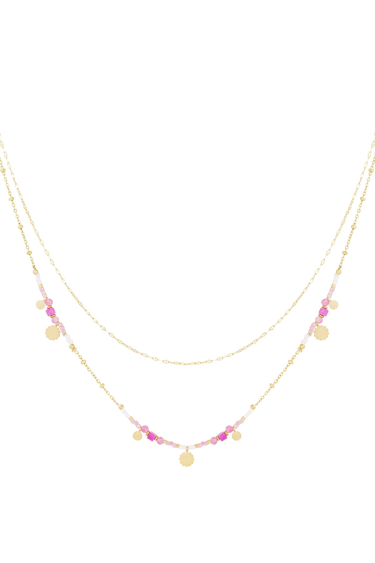 Halskette mit rosa Anhängern - Goldfarben