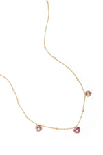 Elegante Damen Halskette mit rosa Herzstein und funkelndem Anhänger