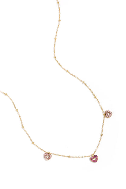 Elegante Damen Halskette mit rosa Herzstein und funkelndem Anhänger