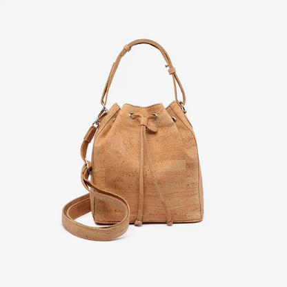 Beige Kork Tasche mit Griff und abnehmbarem Schulterriemen