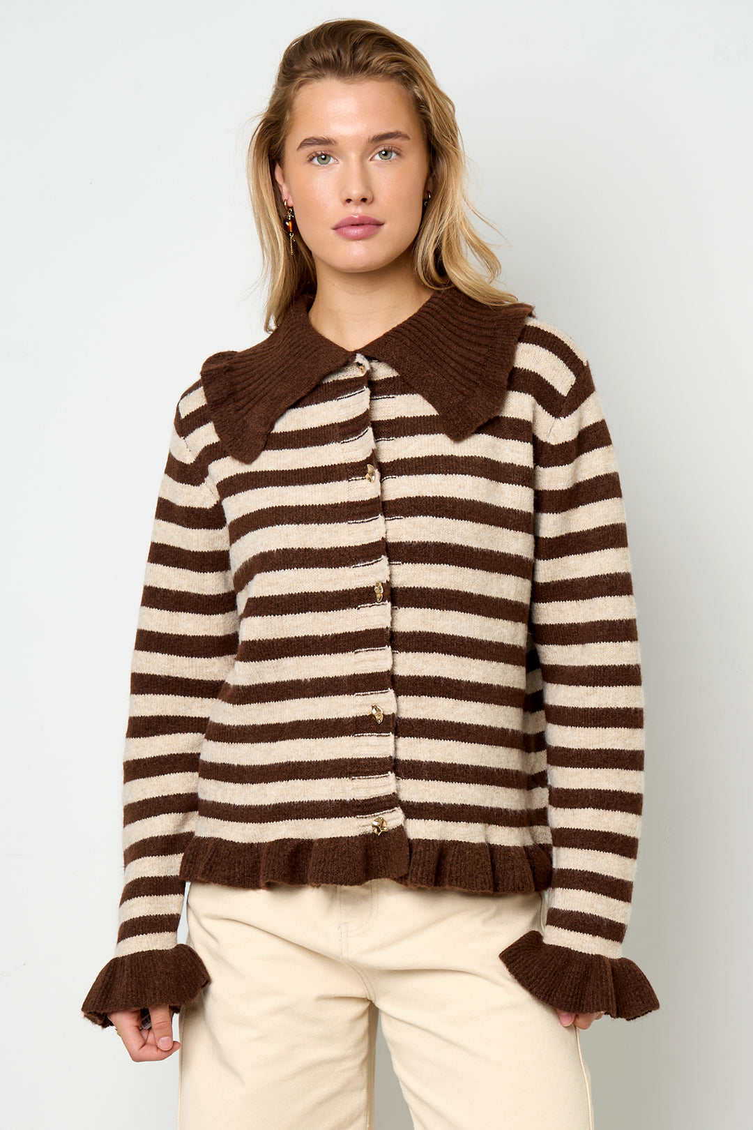 minimalistischer-cardigan-damen-polyester-streifen-clean-fashion