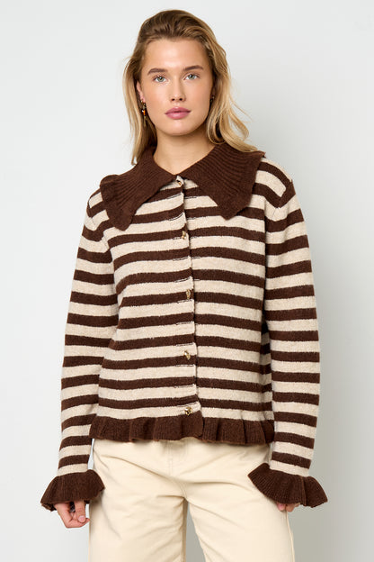 minimalistischer-cardigan-damen-polyester-streifen-clean-fashion