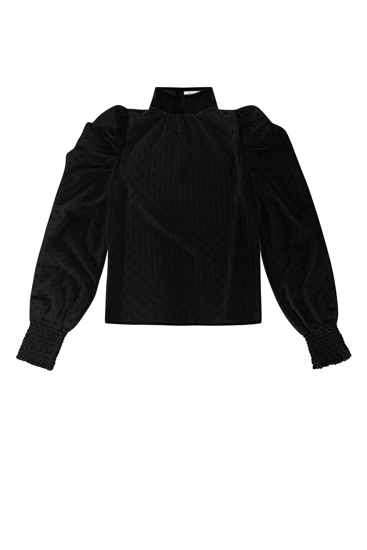 puffaermel-damen-oberteil-hoher-kragen-polyester-elegant-modern-style