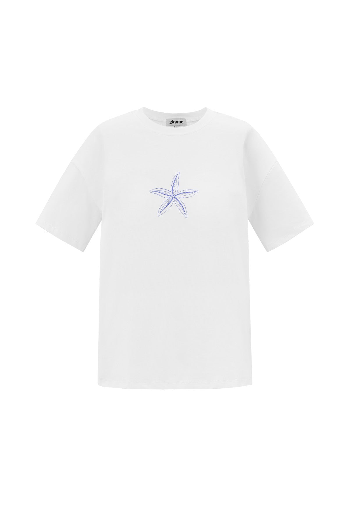 baumwolle-damen-t-shirt-casual-bestickter-seestern-frontansicht