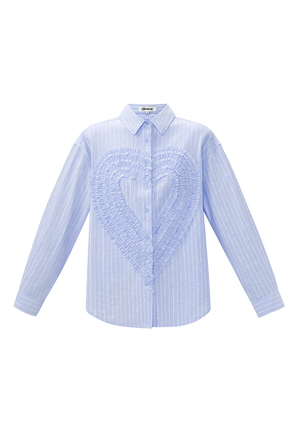 streifen-herz-damen-bluse-mit-rueschen-detail-frontansicht