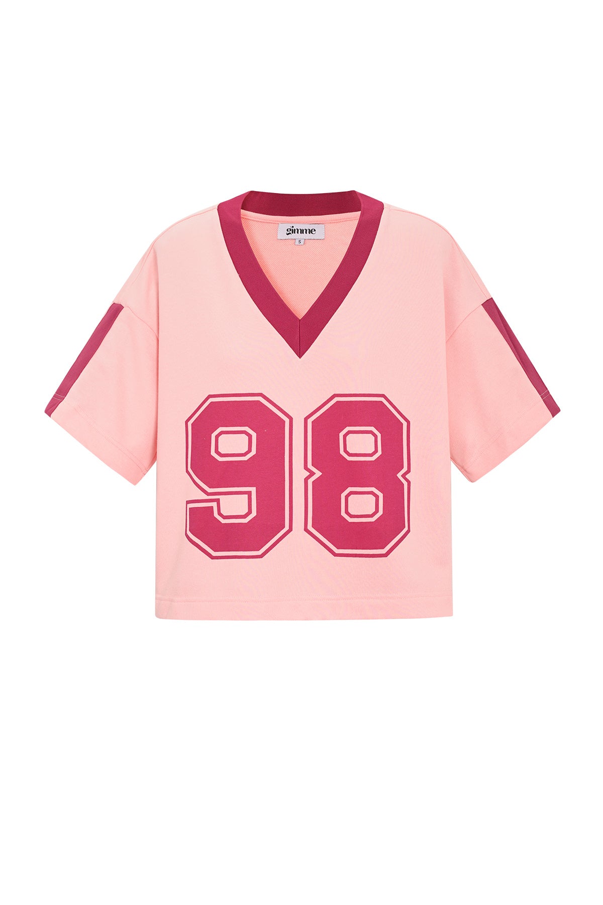 strick-baumwolle-damen-v-ausschnitt-t-shirt-sportlich-farbkontrast-frontansicht