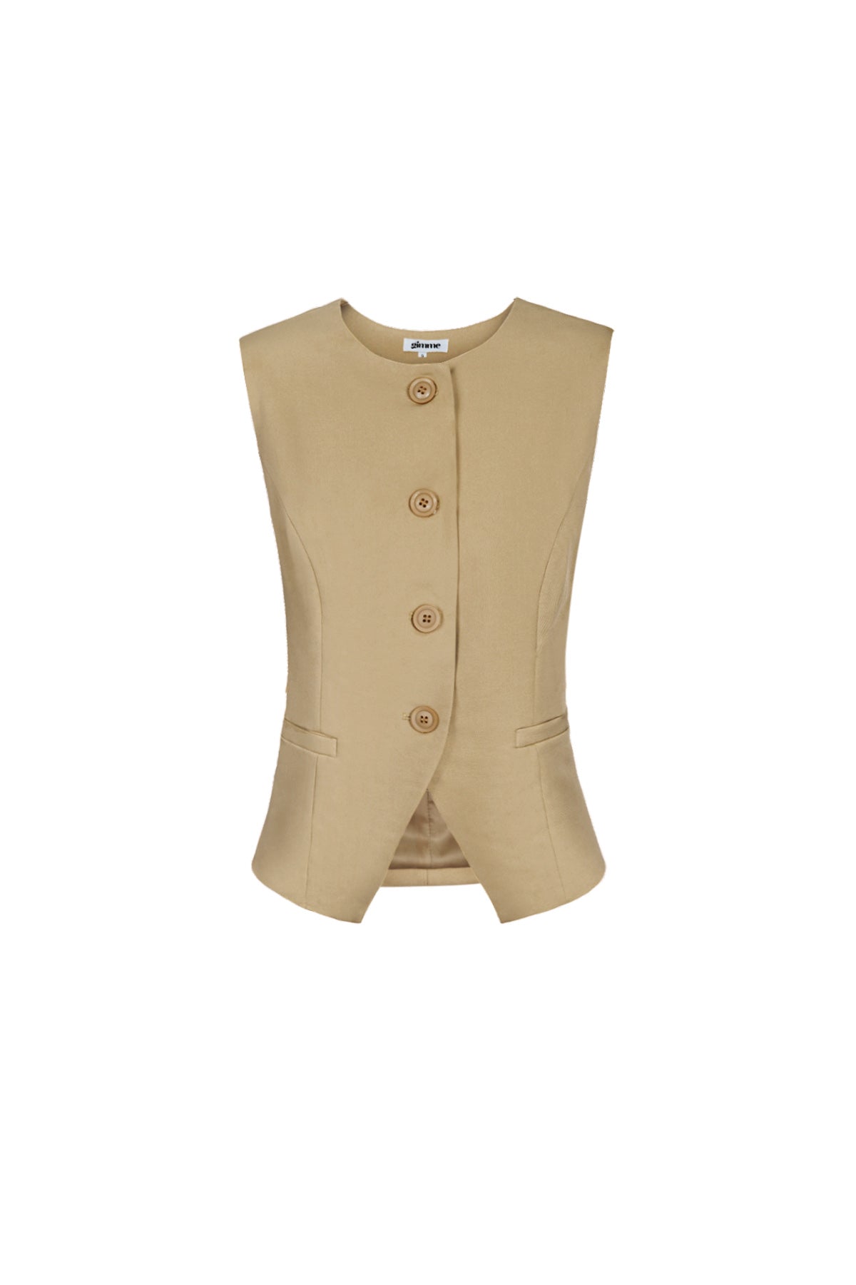 strukturiertes-aermelloses-oberteil-damen-knopfverschluss-elegant-modern